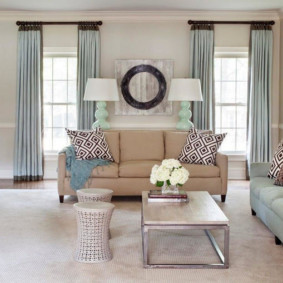 curtains in the hall on two windows design photo