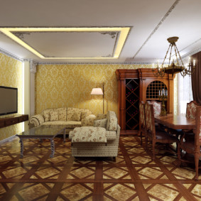 plocha obývacej izby s fotografickým dizajnom 17 metrov štvorcových