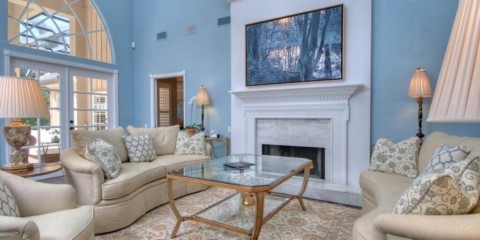 living room in blue tones furniture