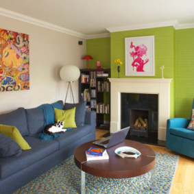 dzīvojamā istaba zaļo ideju dizainā
