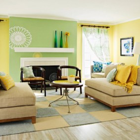 sala de estar en decoración verde photo