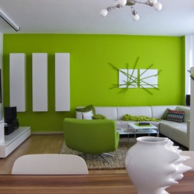 living room in green photo decor