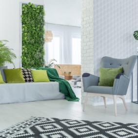 dzīvojamā istaba zaļo ideju foto