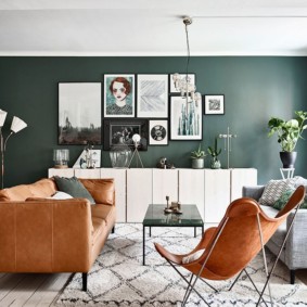 sala de estar en verde interior photo