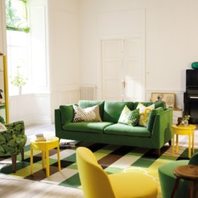 dzīvojamā istaba zaļās foto idejās