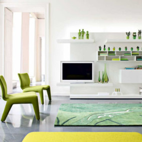 living room in green decoration