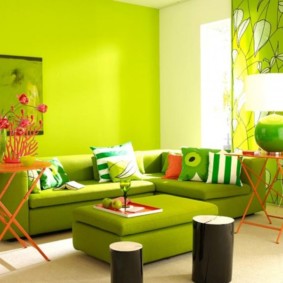 living room in green views
