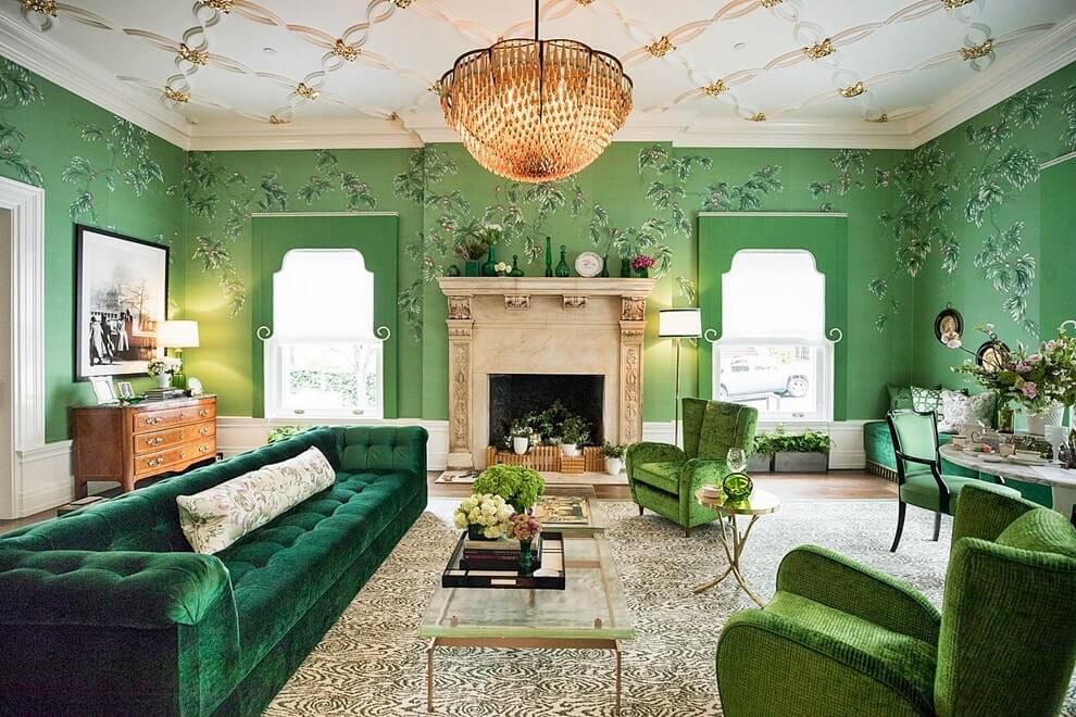 sala de estar en diseño verde