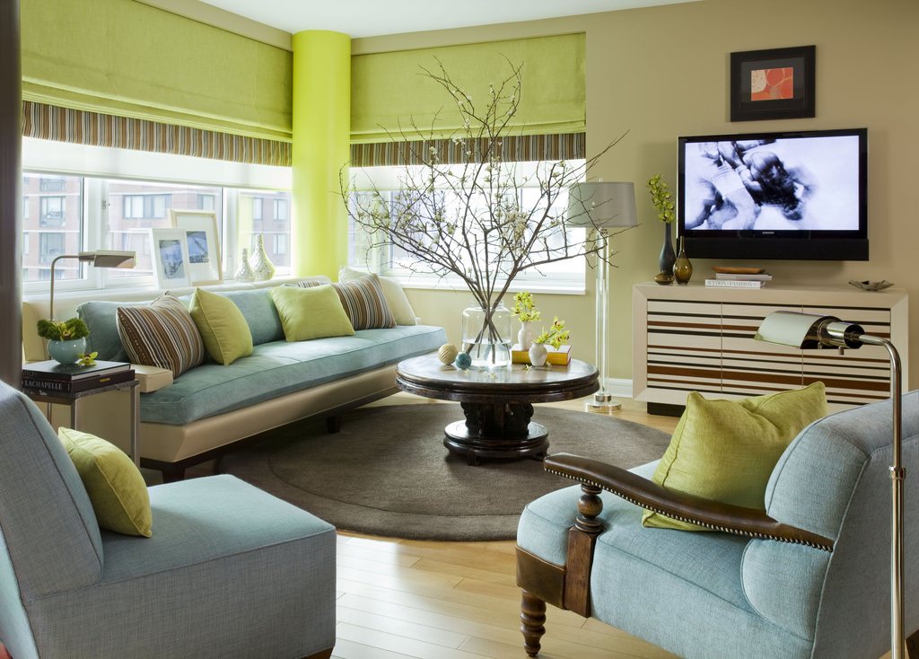 living room in green ideas design