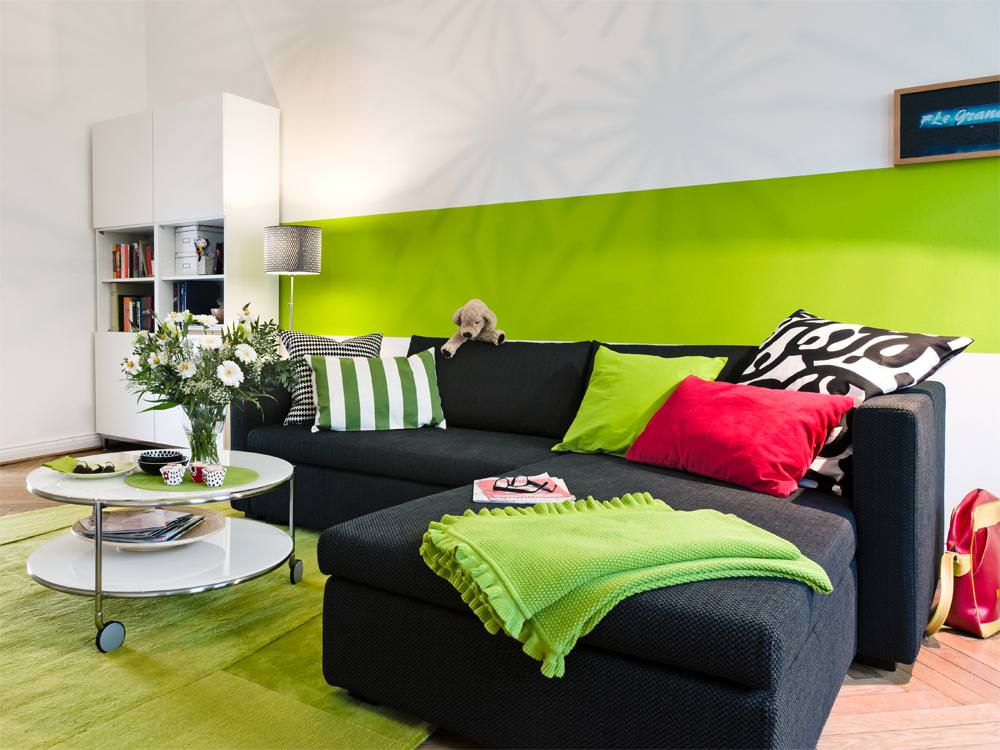 living room in green ideas photo