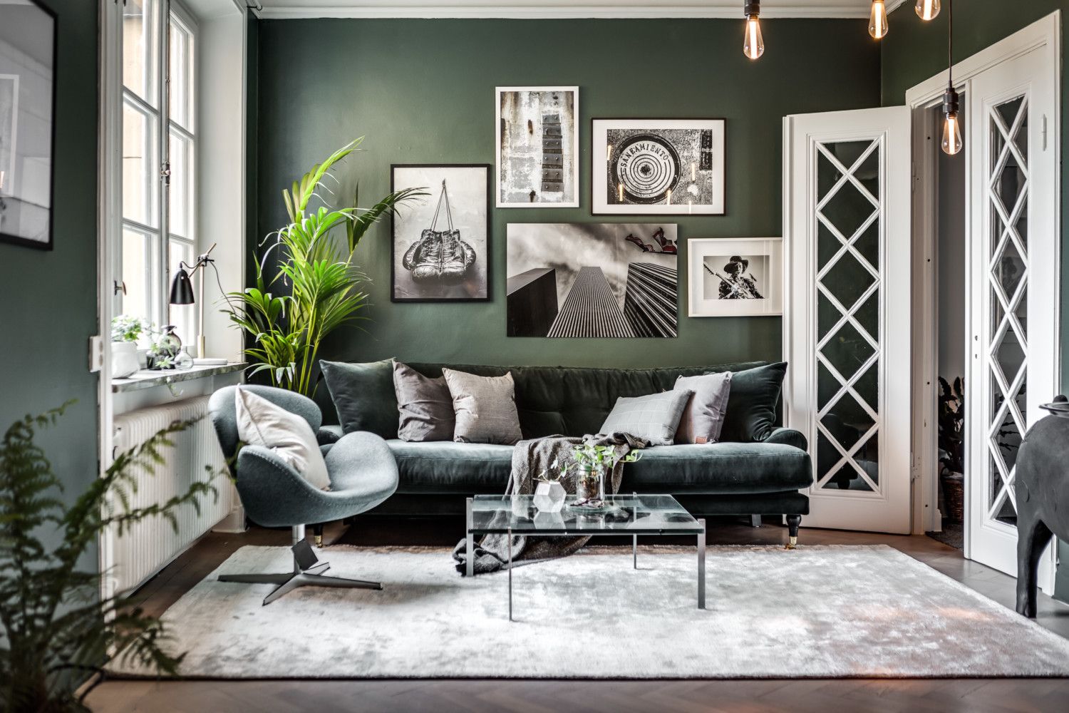 living room in green ideas interior