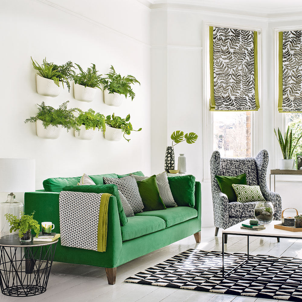 sala de estar en ideas verdes de diseño de interiores