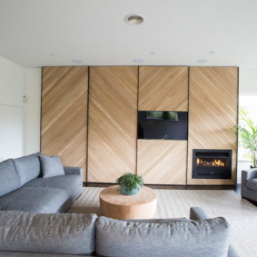 Tree in a modern living room interior