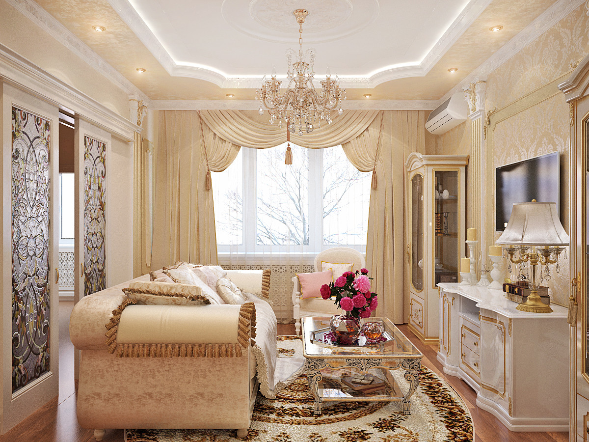 klasikinio stiliaus gyvenamasis kambarys gražios idėjos