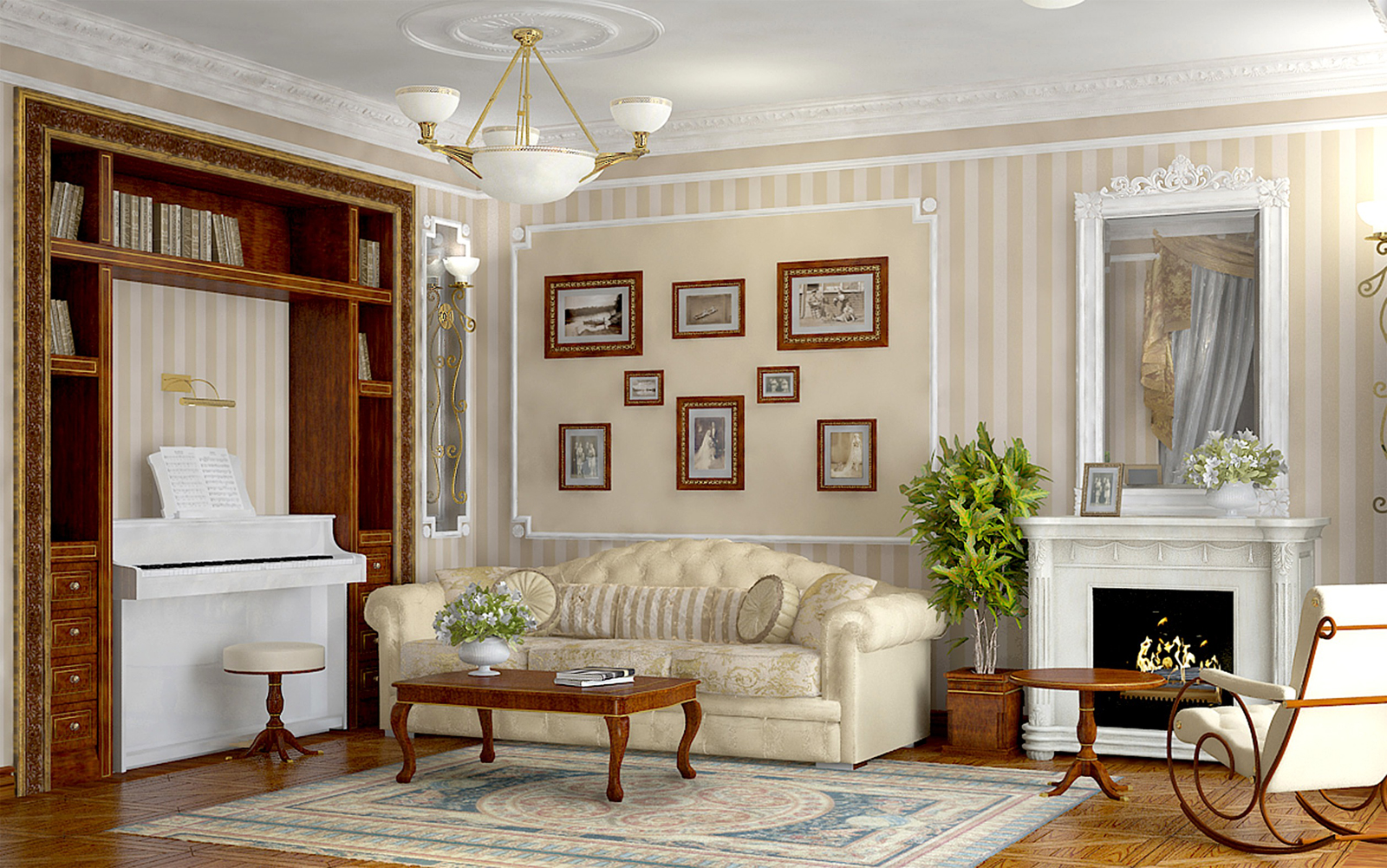 classic style living room fireplace