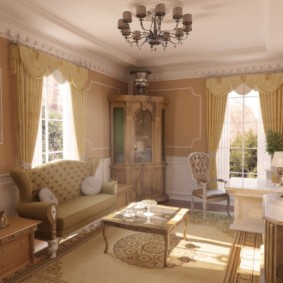 klasikinio stiliaus gyvenamojo kambario nuotraukų dekoras