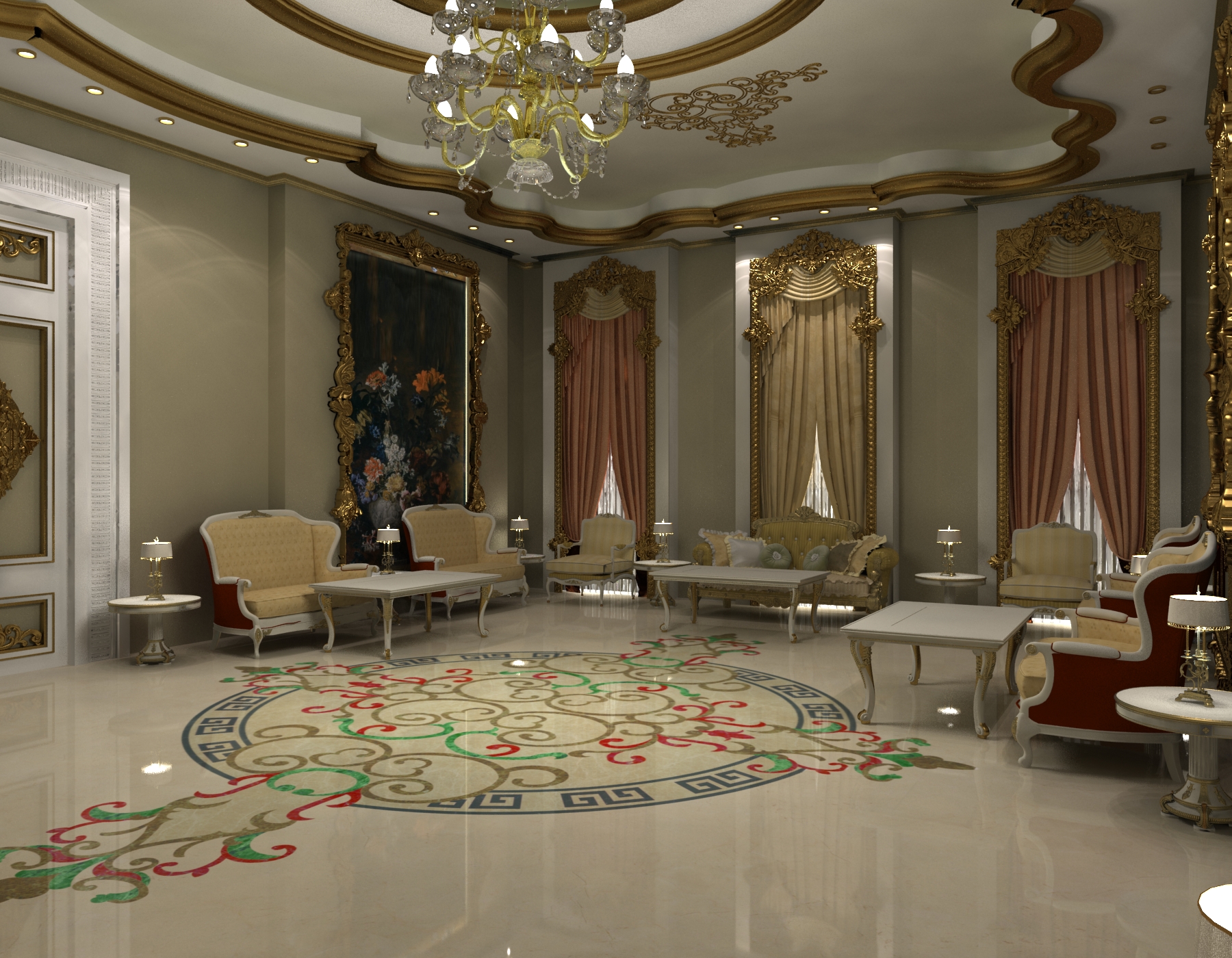 thiết kế phòng khách baroque