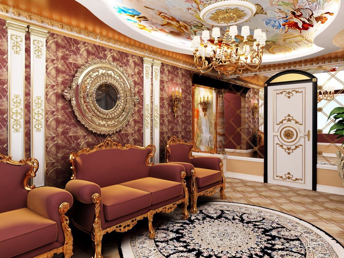 Baroka stila viesistabas foto dekors