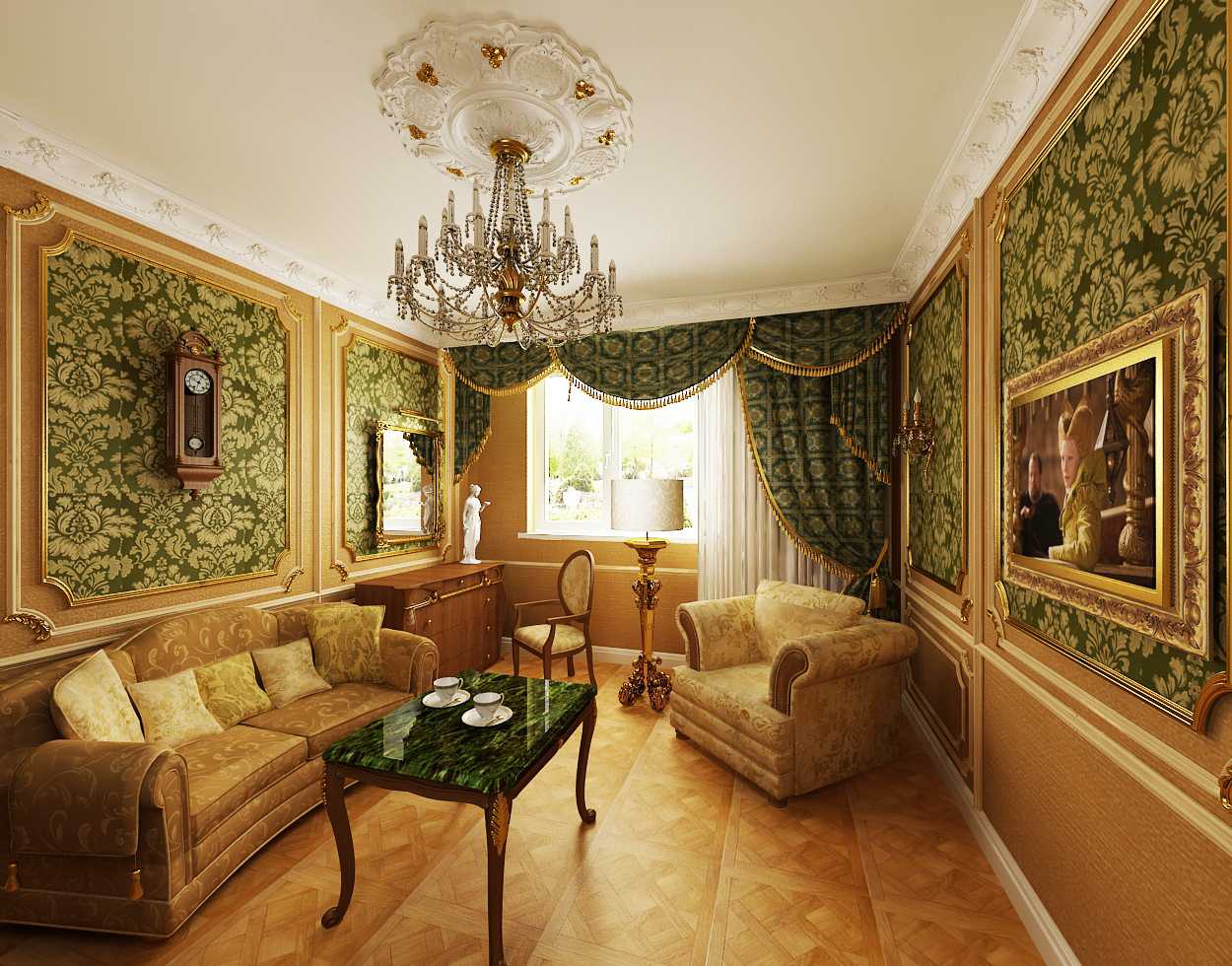 Ý tưởng trang trí phòng khách Baroque