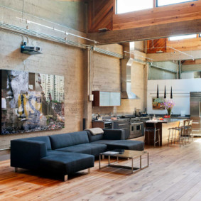Diseño de foto de sala de estar tipo loft