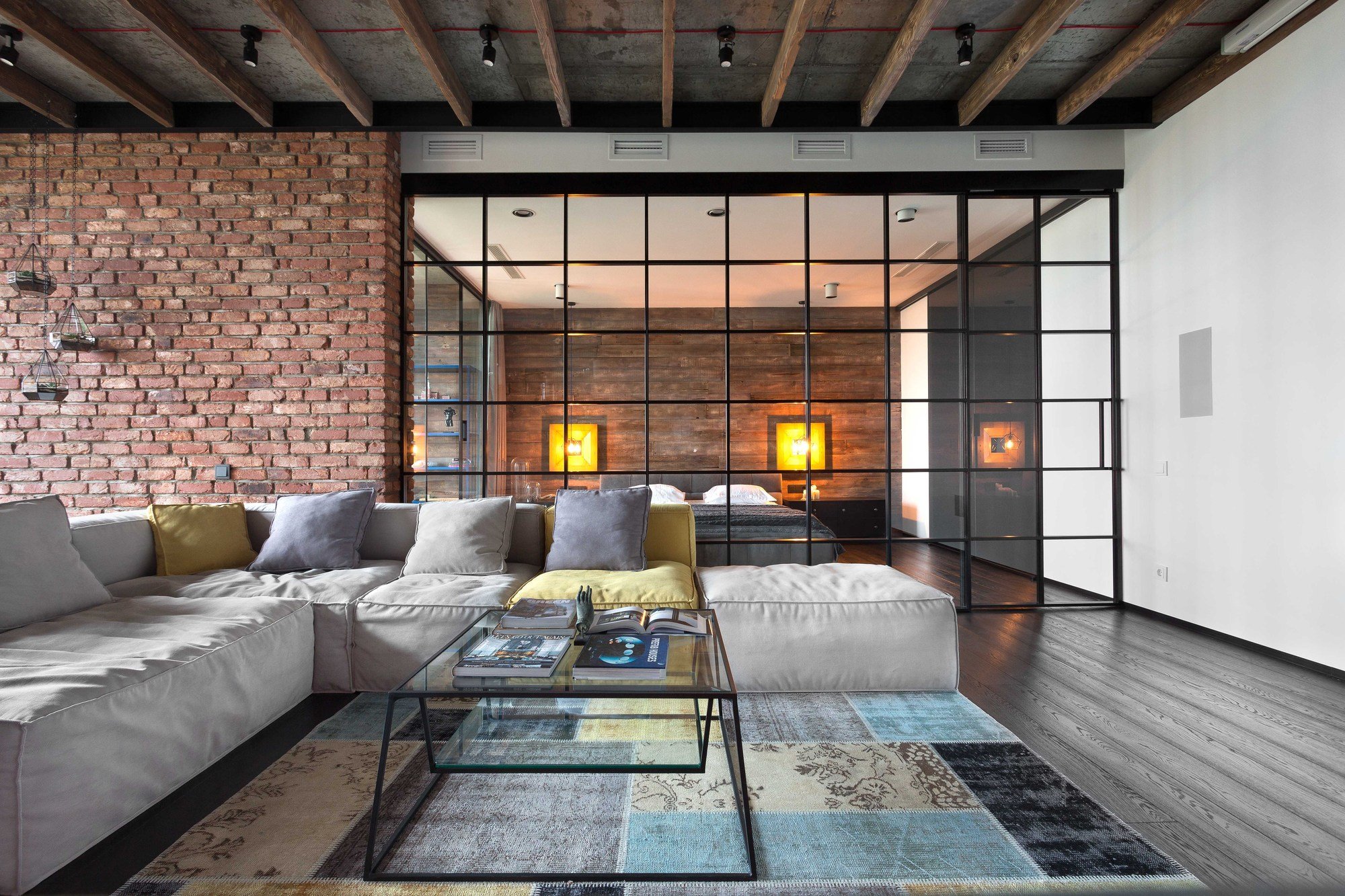Loft living room design photo