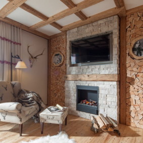 mga ideya ng chalet style living room na dekorasyon