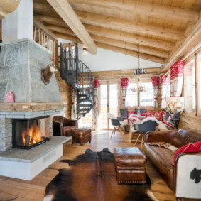 Chalet style living room interior photo