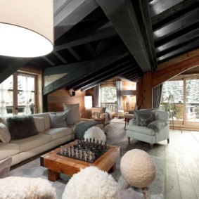 chalet style living room views