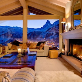 Chalet style living room photo views