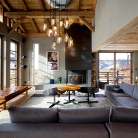 Chalet style living room overview