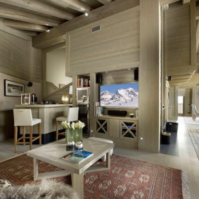 Chalet style living room ideas photo
