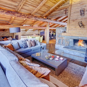 Chalet style living room photo ideas