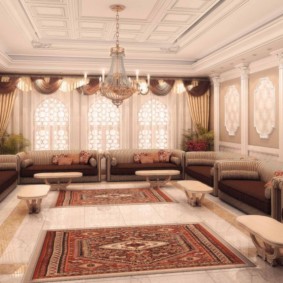 oriental style living room na dekorasyon ng silid