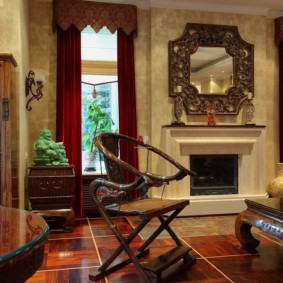 oriental style living room na dekorasyon ng larawan