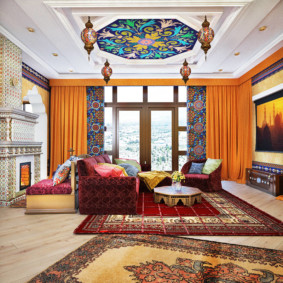 oriental na mga ideya sa dekorasyon ng living room