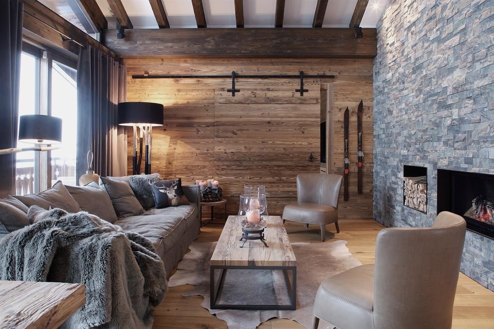 chalet style living room design