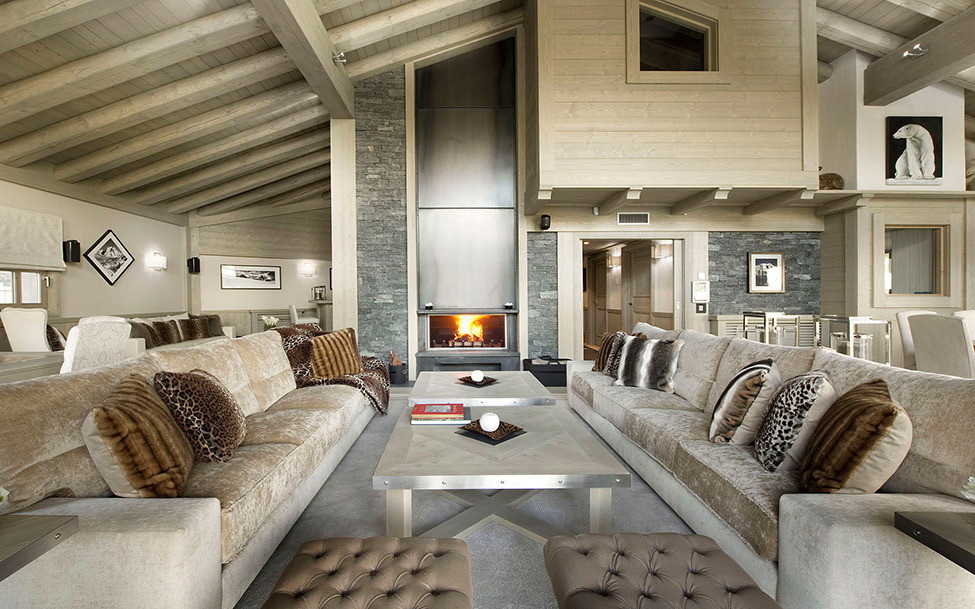 Chalet style living room photo design