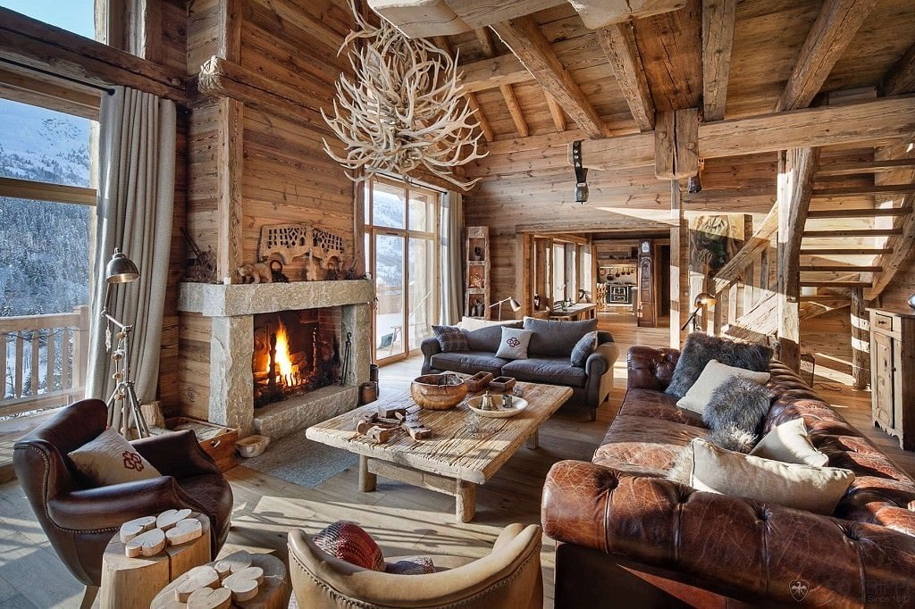 Chalet style living room photo