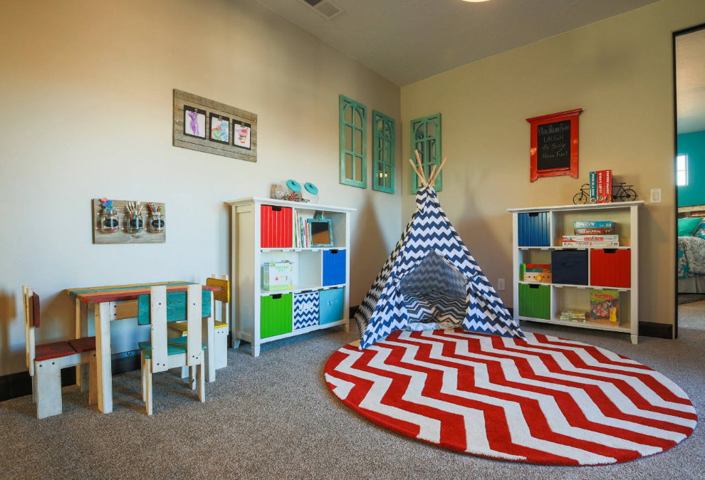 A play area in a room for two girls