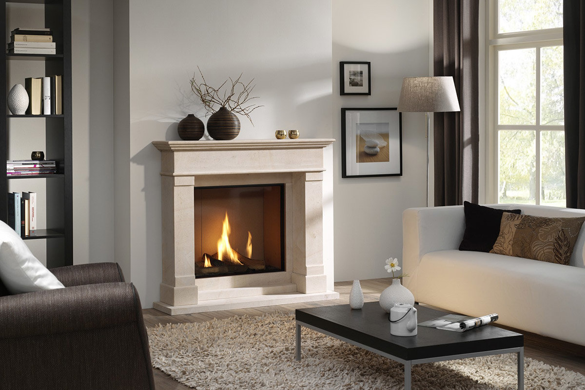 artificial fireplace in the interior