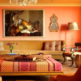 диван дизајн дневне собе у оријенталном стилу