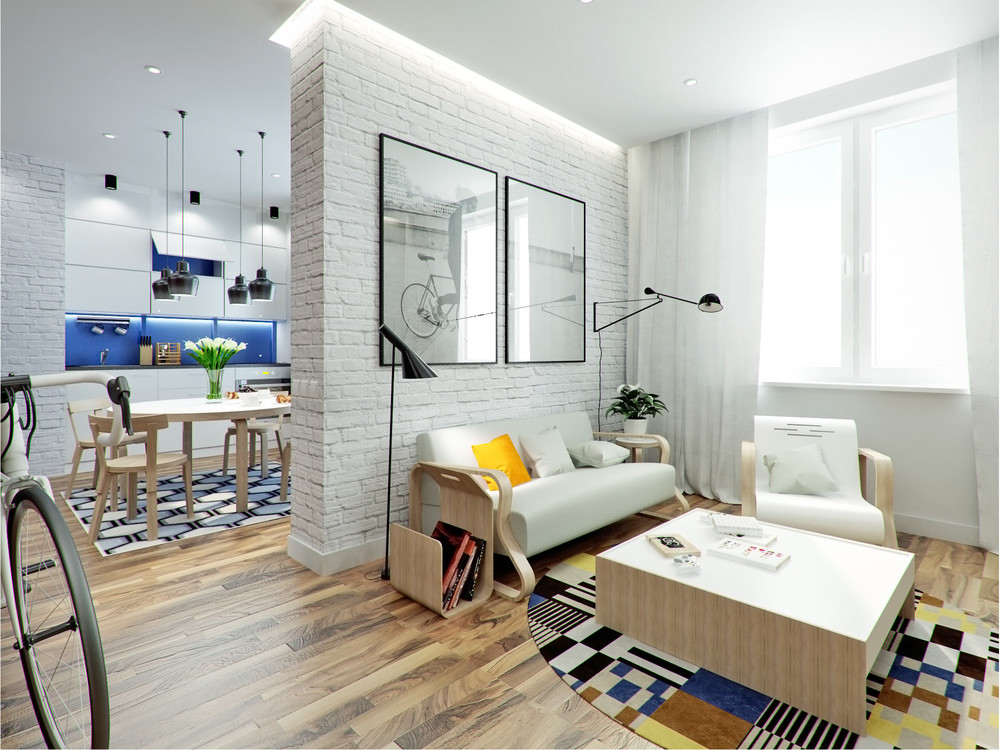 appartement van 35 m² Scandinavische stijl