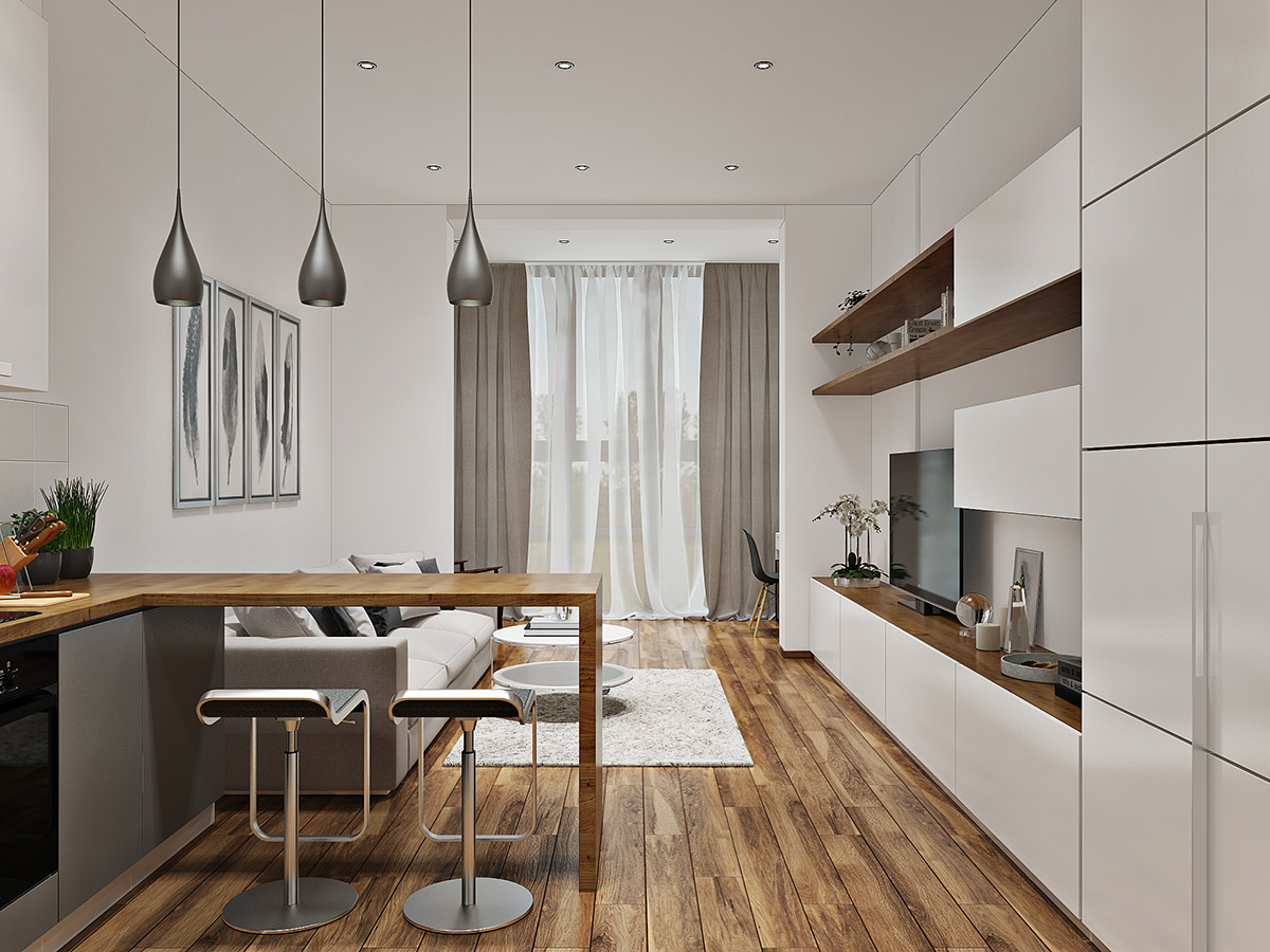 studio apartman od 27 m² kuhinje s dnevnim boravkom
