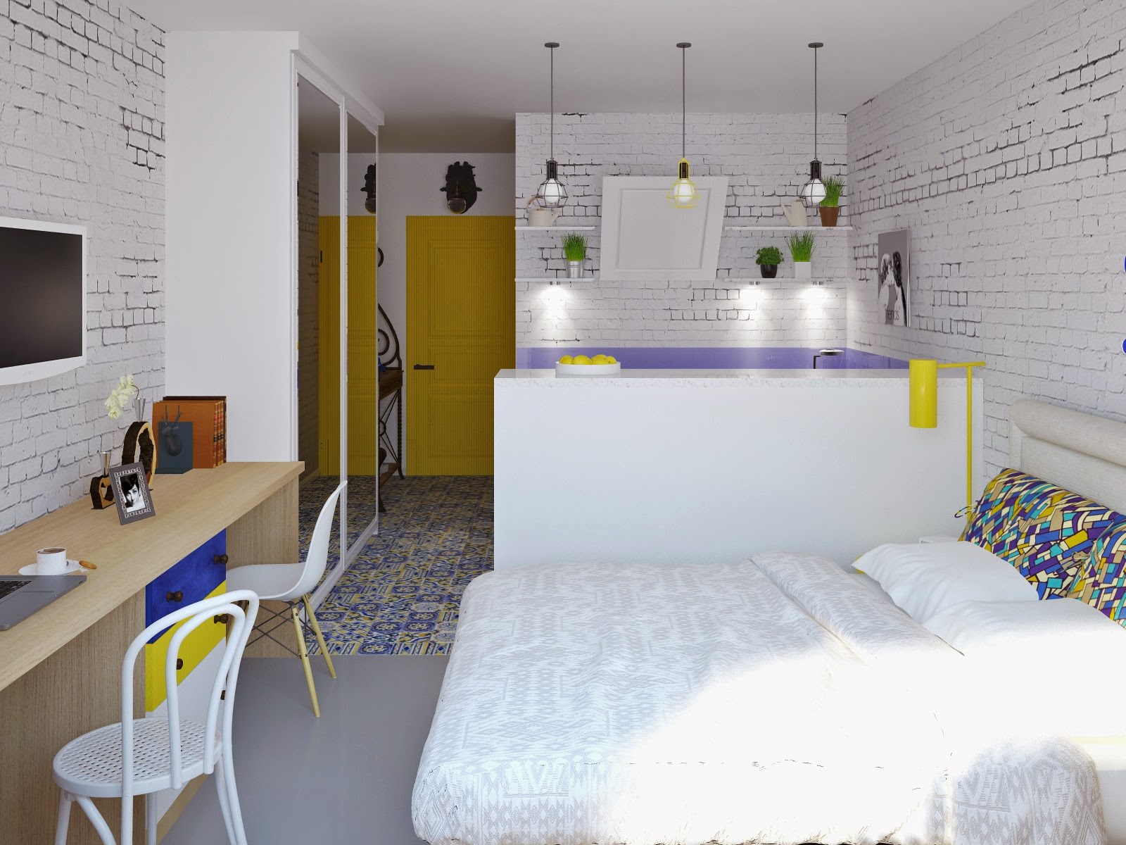 studio apartment of 27 sq m bedroom