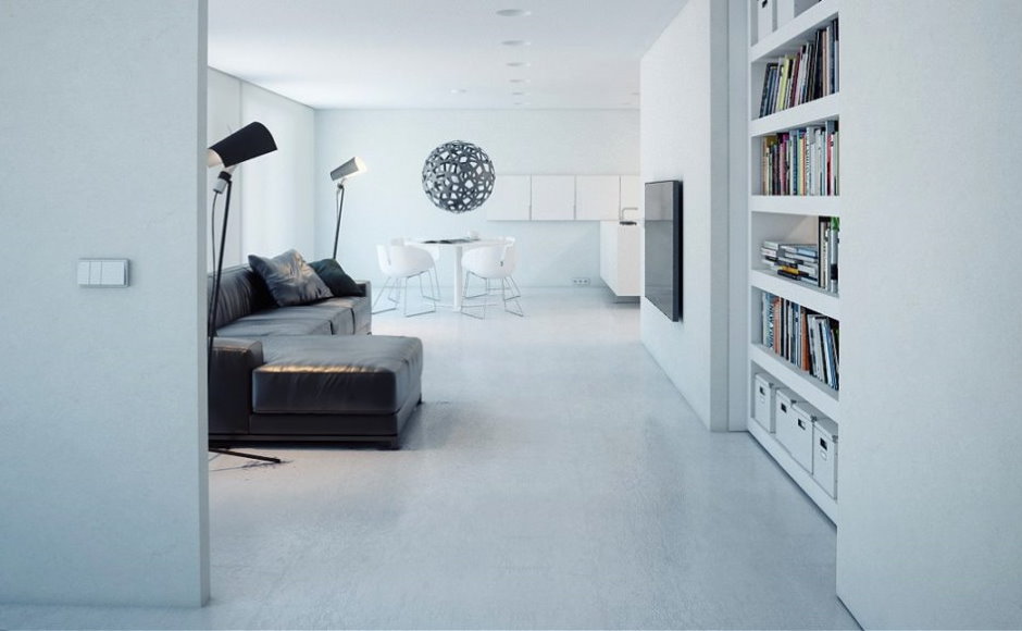 Minimalistisch wit appartement interieur