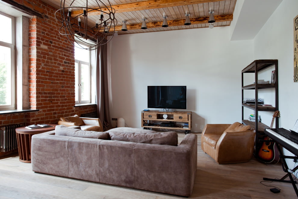 Loft style living room interior