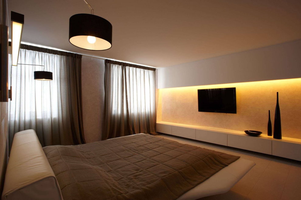Interno camera da letto semplice in stile minimalista.