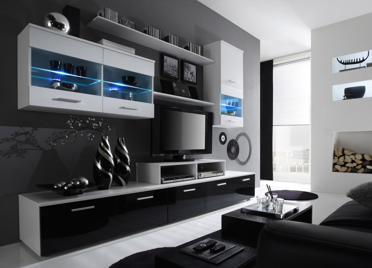 modulárna televízna stena v obývacej izbe