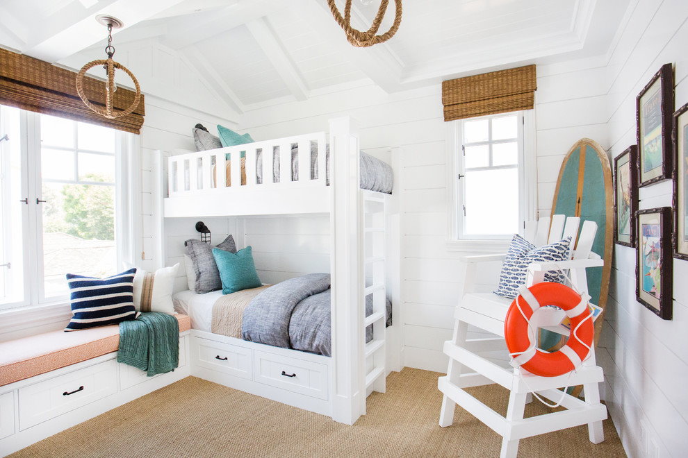 Interior of a bright nursery in a marine style