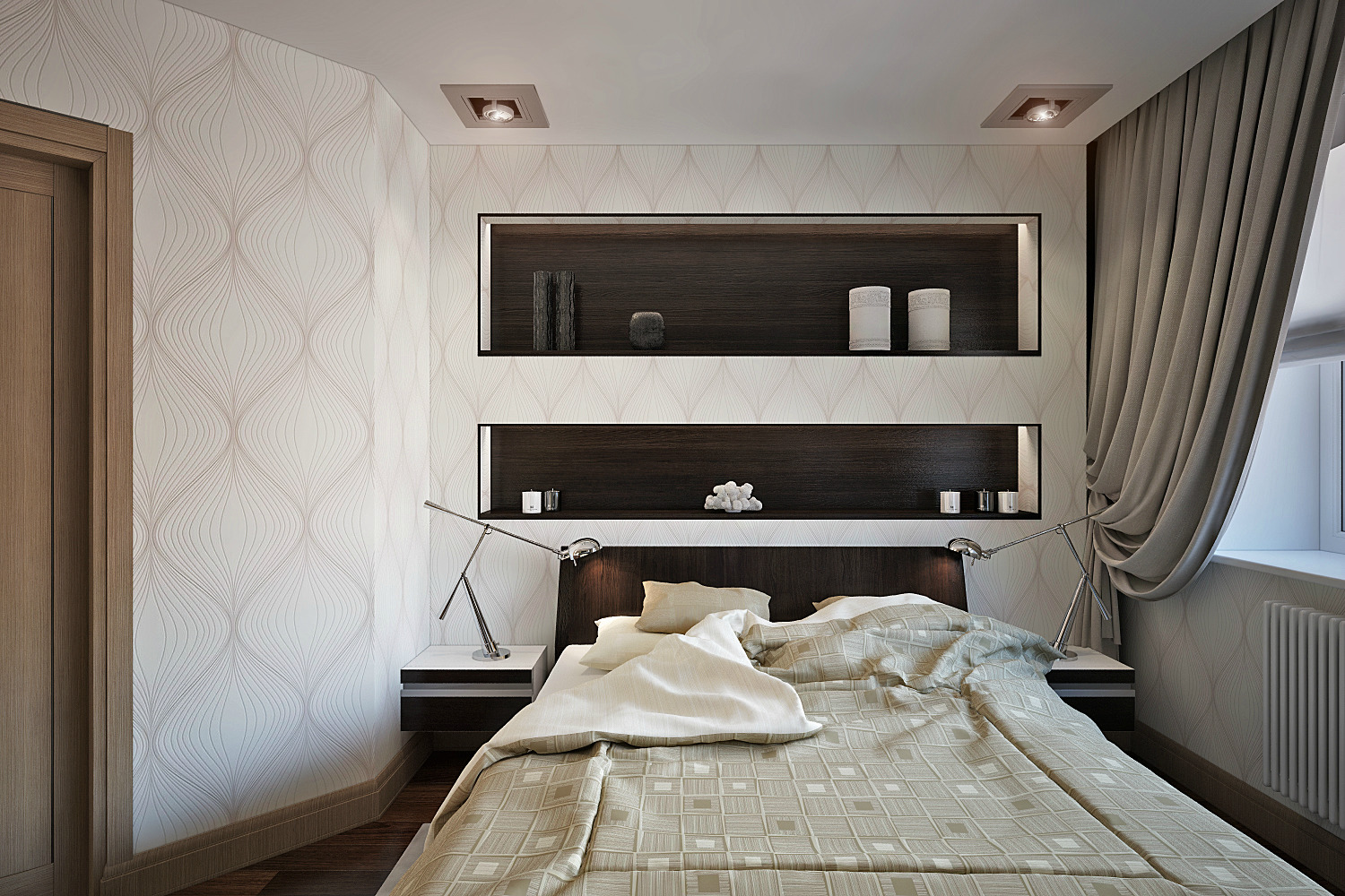 gips-niche i soveværelsets fotodesign
